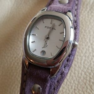 Genuine Leather Purple Fossil Watch